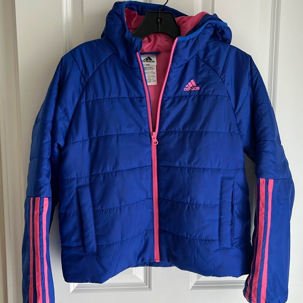 Used like new ADIDAS Girl's Lightweight Hooded Puffer Jacket